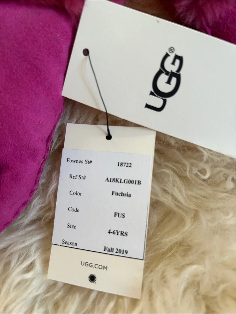 UGG Kids Bright Fuchsia Suede Shearling Mittens 4-6 yrs